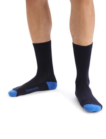 Midnight Navy / Lazurite Icebreaker Merino Lifestyle Light Crew Men's Socks | AU 1046PJJQ